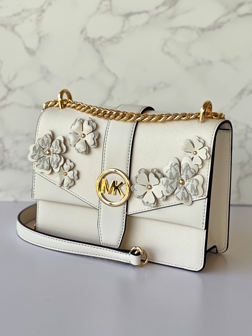 MICHAEL KORS Greenwich Small Embellished Signature Logo Trim Crossbody Bag